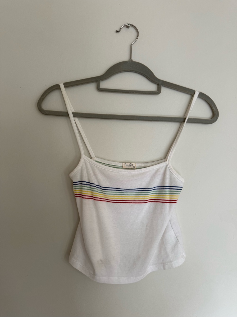 Brandy Melville White Rainbow Stripe Cami Tank Top